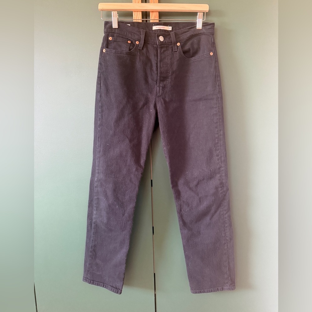 Levi's Wedgie Straight Ankle Jeans Women's 27 Black Heart Button Fly